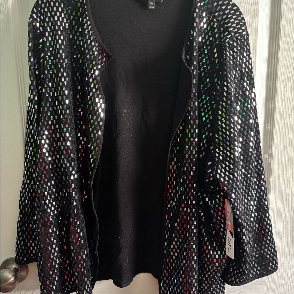 LuLaRoe Black Sequin Cardigan